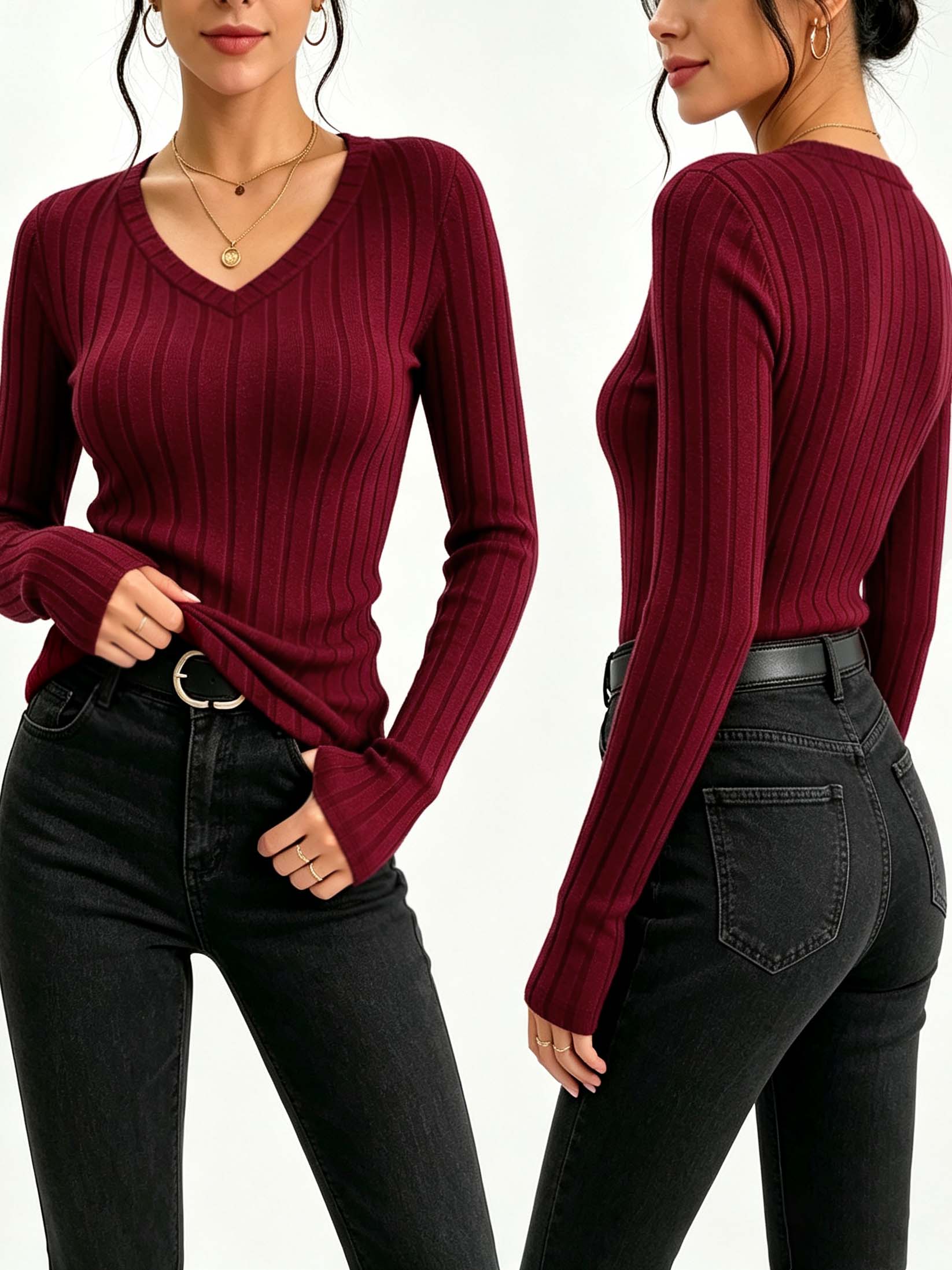 Women Solid V‑Neck Ribbed Knit - огляд і ціна Golf Tees